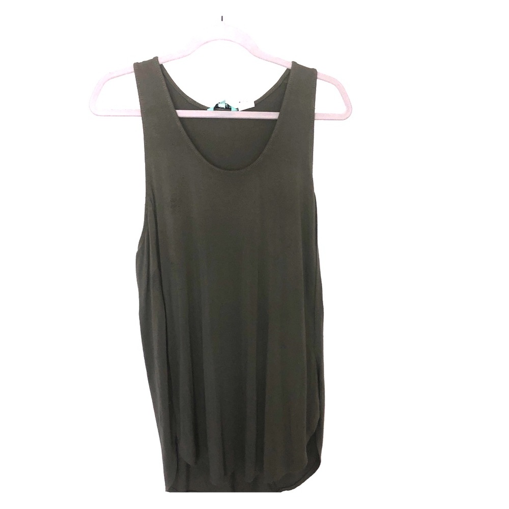 Sleeveless olive green tunic